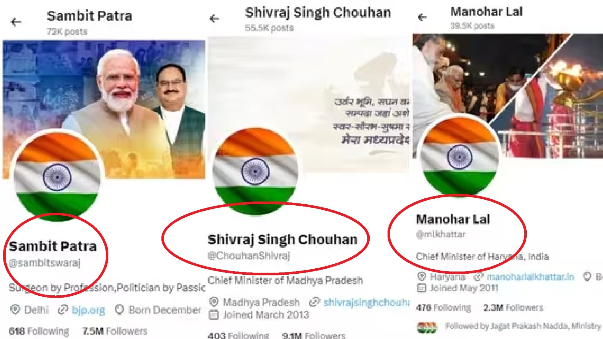 Golden ticks of BJP leaders disappear after changing DP to indian flag on X