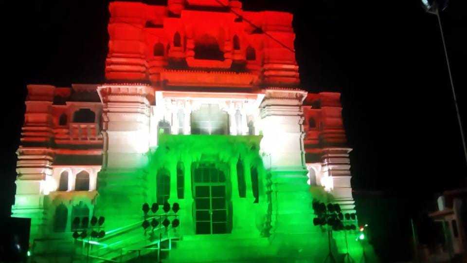 Historical buildings lit up with tricolor on eve of Independence Day in Agra