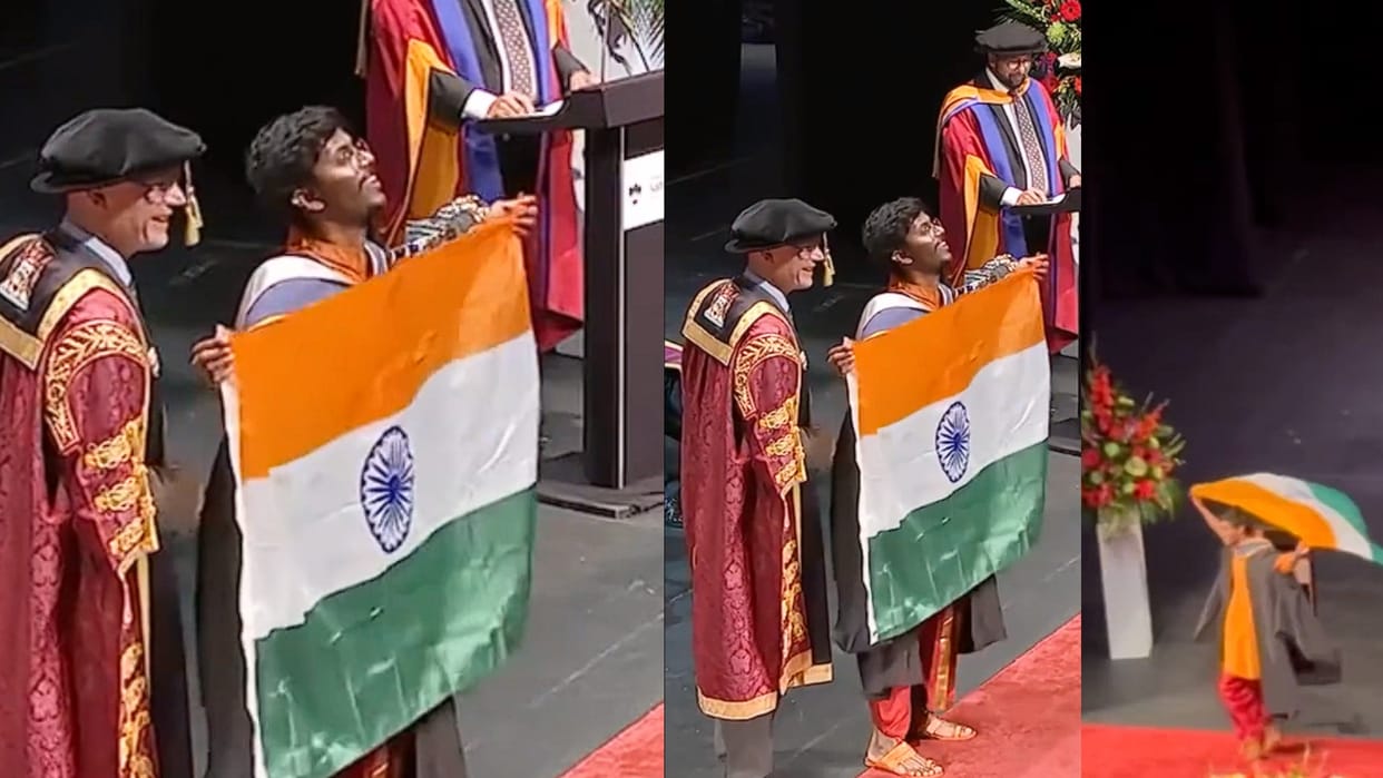 Viral Video Of Student proudly Unfurls Indian Flag At Graduation Ceremony Abroad