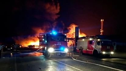 russia big accident fire in gas station many dead and injured