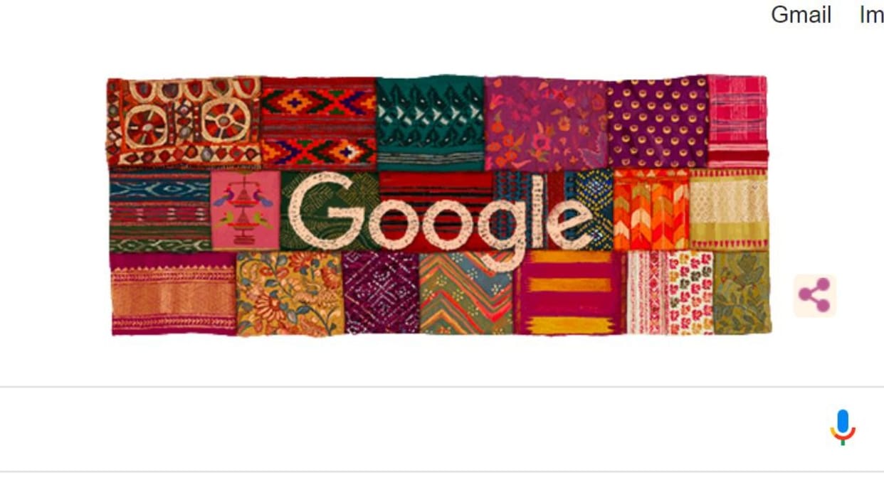 Google Doodle Today celebrates India's 77th Independence day with vibrant Indian textile crafts