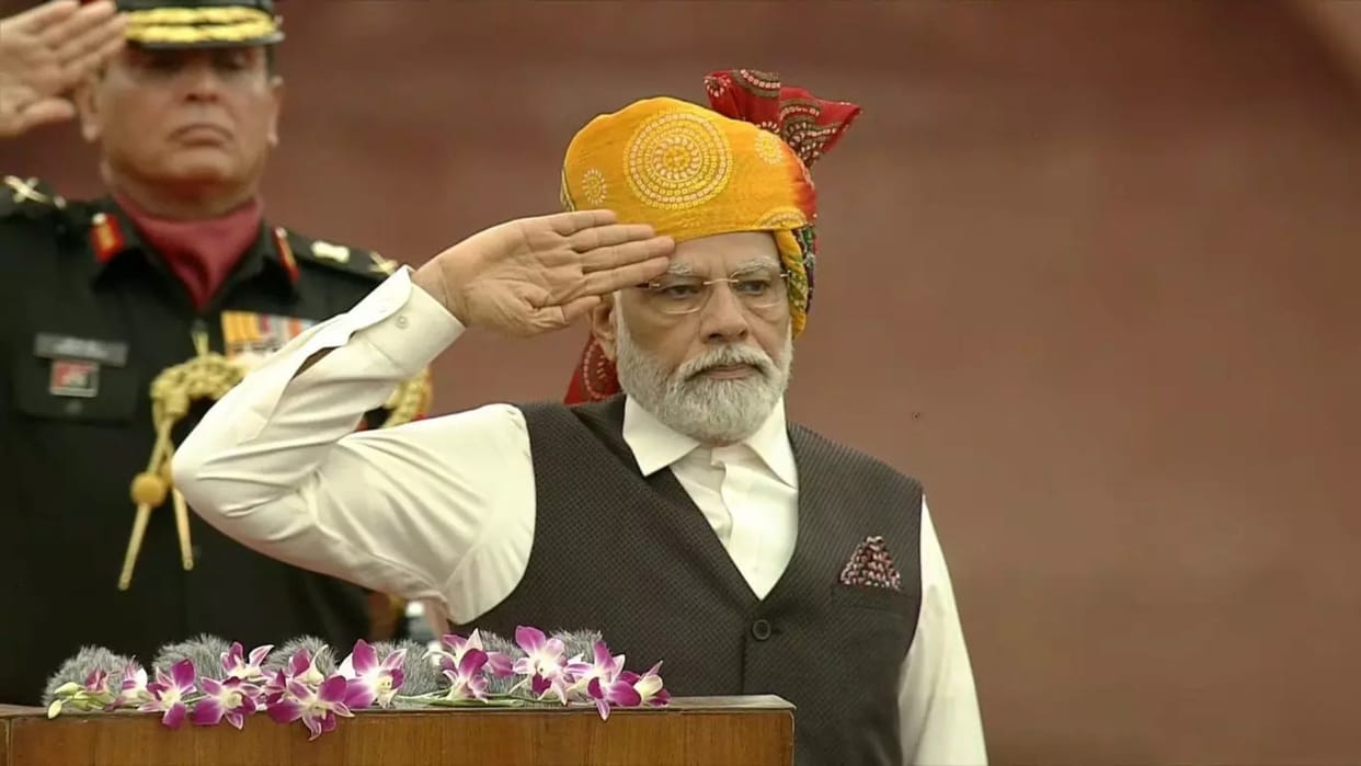 Independence Day 2023 look of PM Modi during flag hoisting