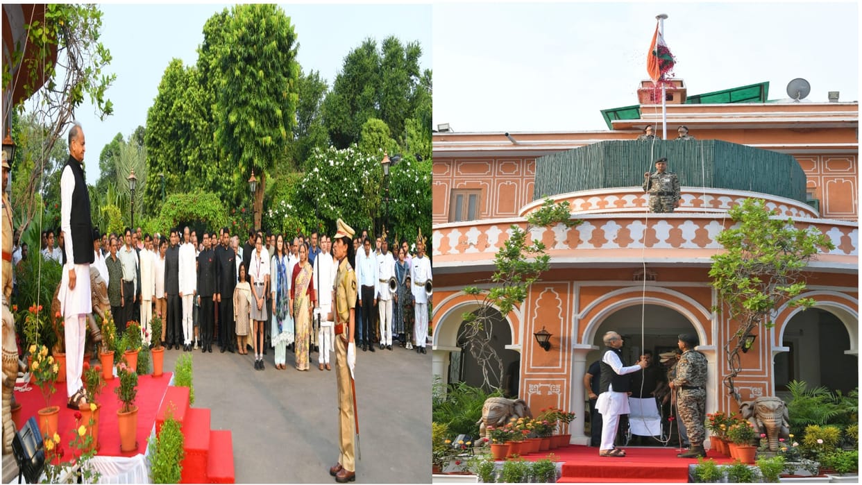 Rajasthan Independence Day celebrated everywhere Ashok Gehlot hoisted the flag at CM's residence