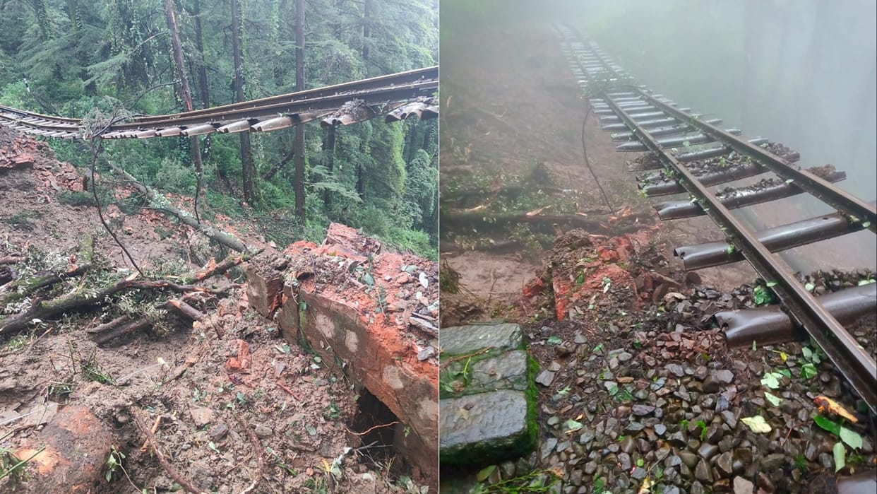 Railway bridge swept of the world heritage Kalka-Shimla section