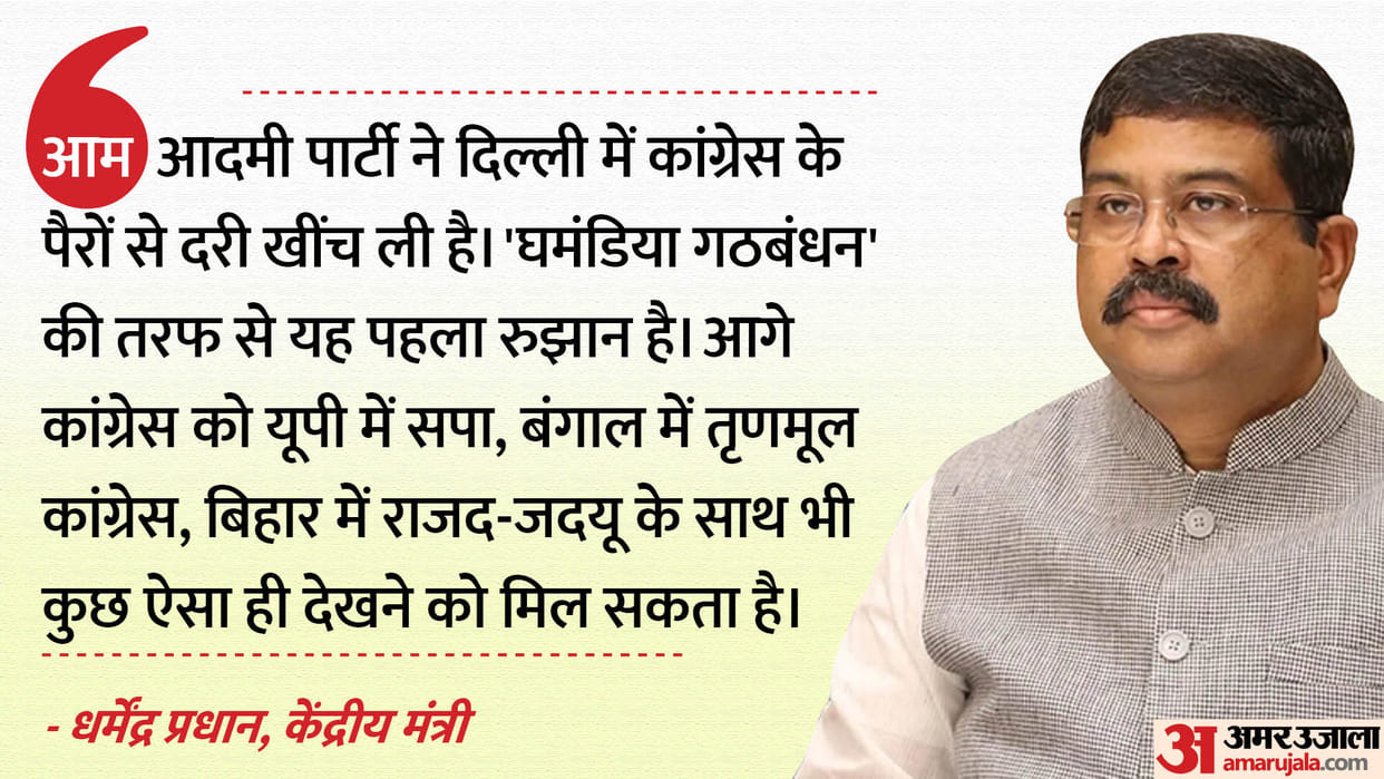 BJP taunt on INDIA Union Minister Pradhan said AAP pulled the rug under Congress same will happen in UP Bihar