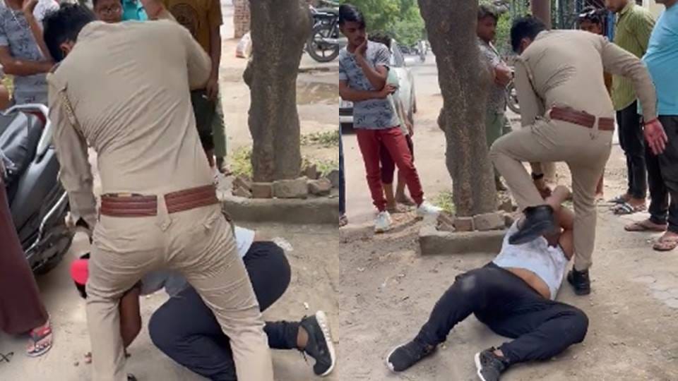constable beat the young man on the middle of the road