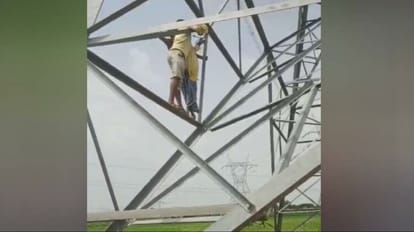 Agra News: चकबंदी प्रक्रिया से आक्रोशित किसान हाईटेंशन लाइन के टावर पर चढ़ा, बोला-पैसे लेकर अधिकारी कर रहे खेल farmer Angered by process of consolidation in Agra threatened to commit suicide by climbing electric pole