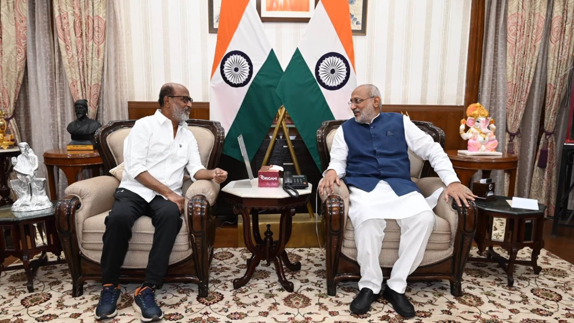 Rajinikanth Jailer actor Visits Ranchi Ashram After Himalaya Trip Meets Jharkhand Governor C P Radhakrishnan