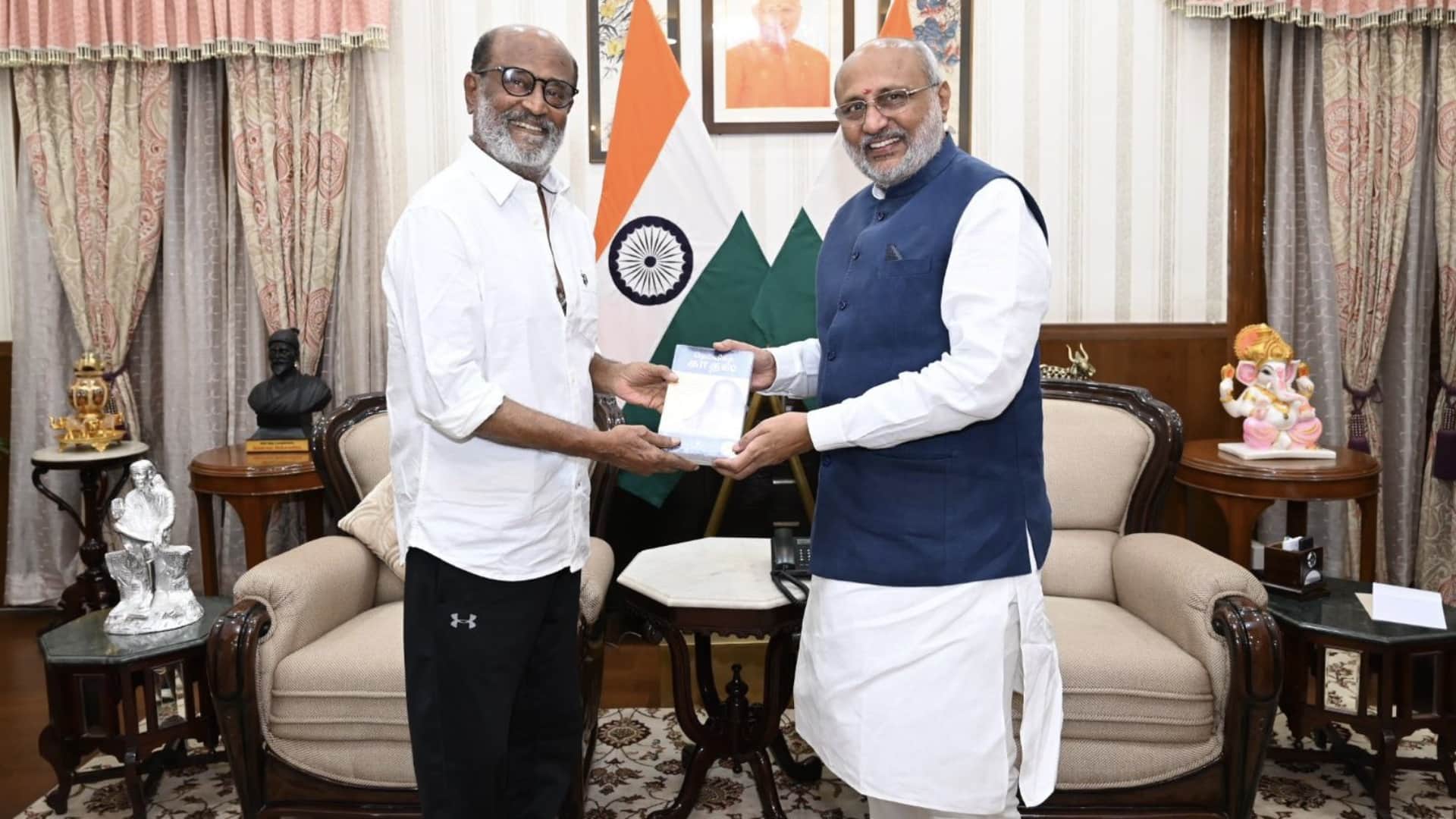 Rajinikanth Jailer actor Visits Ranchi Ashram After Himalaya Trip Meets Jharkhand Governor C P Radhakrishnan