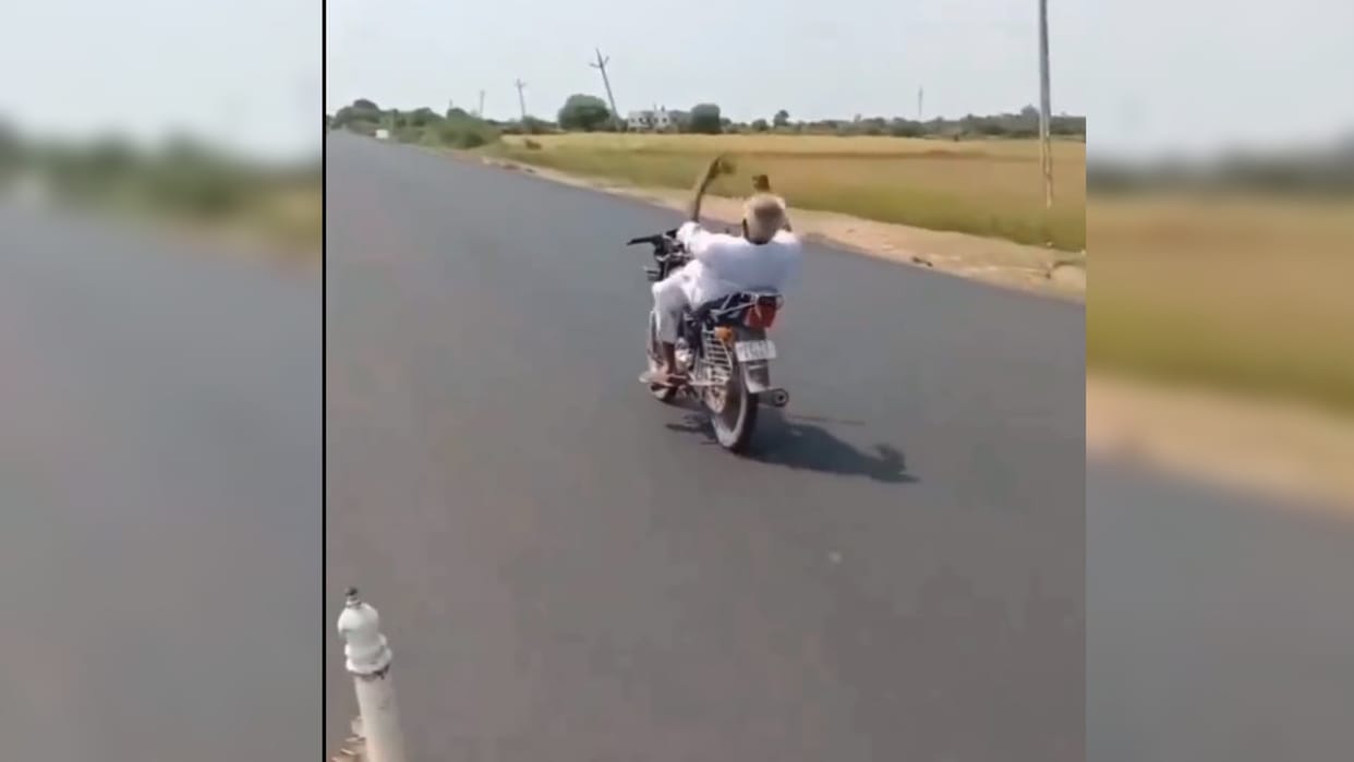 Viral Video: old man shocking bike stunt video goes viral on internet