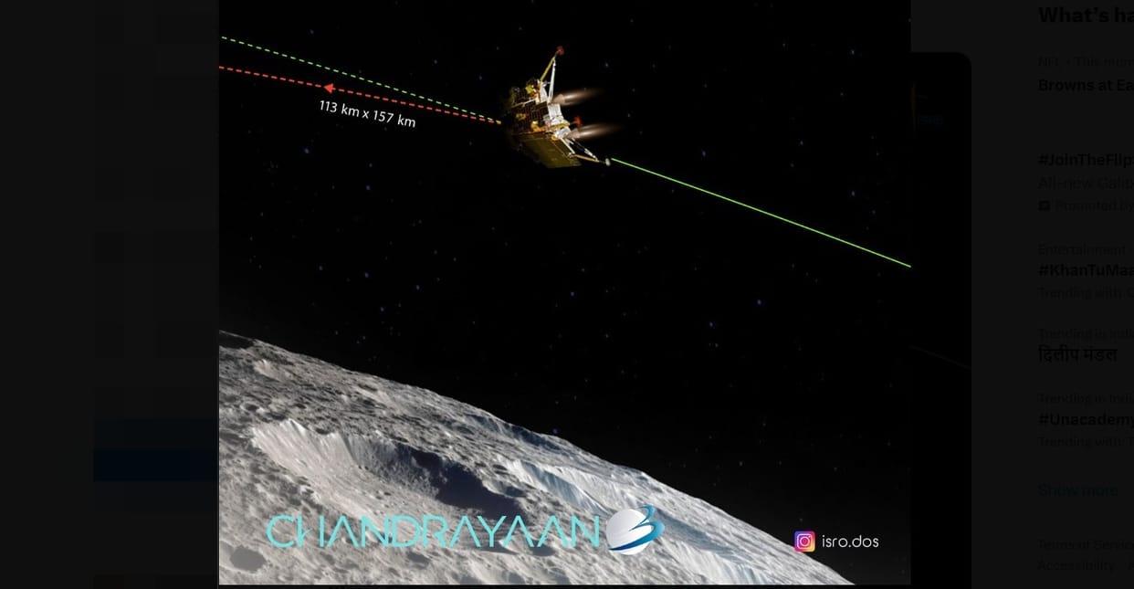 Chandrayaan-3 Vikram Lander first deboosting successful reduced its orbit to 113 km away from moon