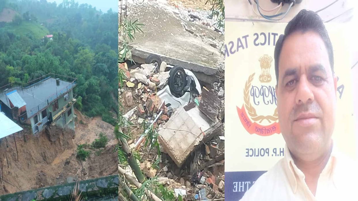 Three storey house collapsed due to landslide, car also buried in debris, still constable Ashok continued to p