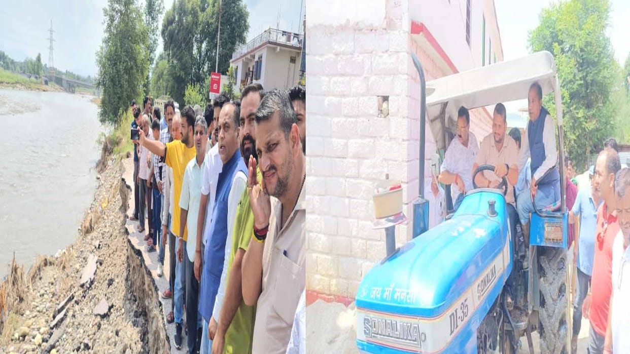 Former CM Jairam Thakur took stock of the damage in Balh by sitting on a tractor