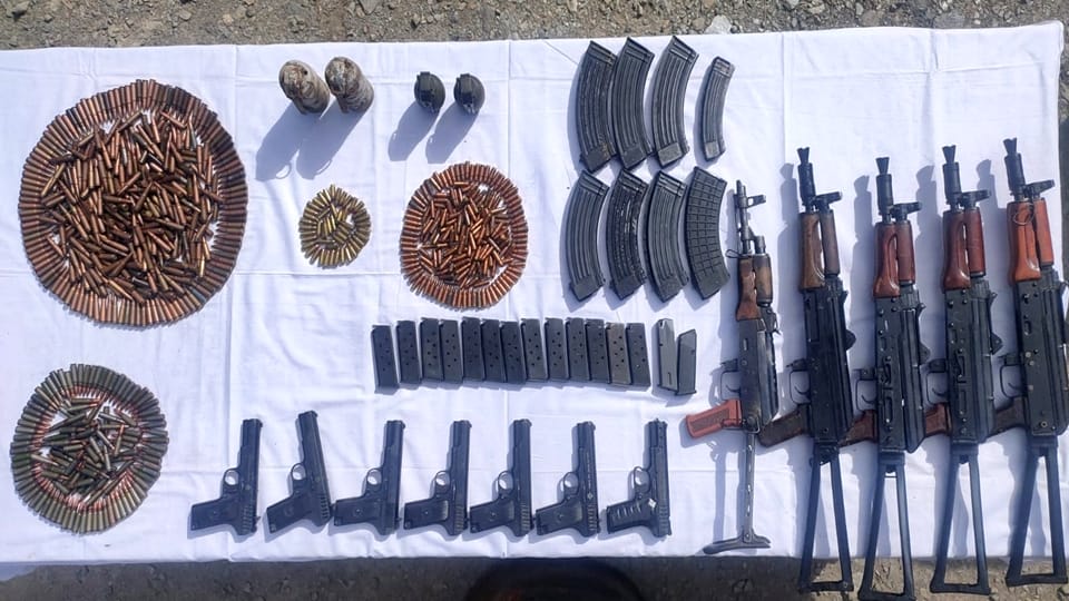 jammu kashmir: Huge Cache Of Arms And Ammuniations Recovered In Machil Sector kupawara