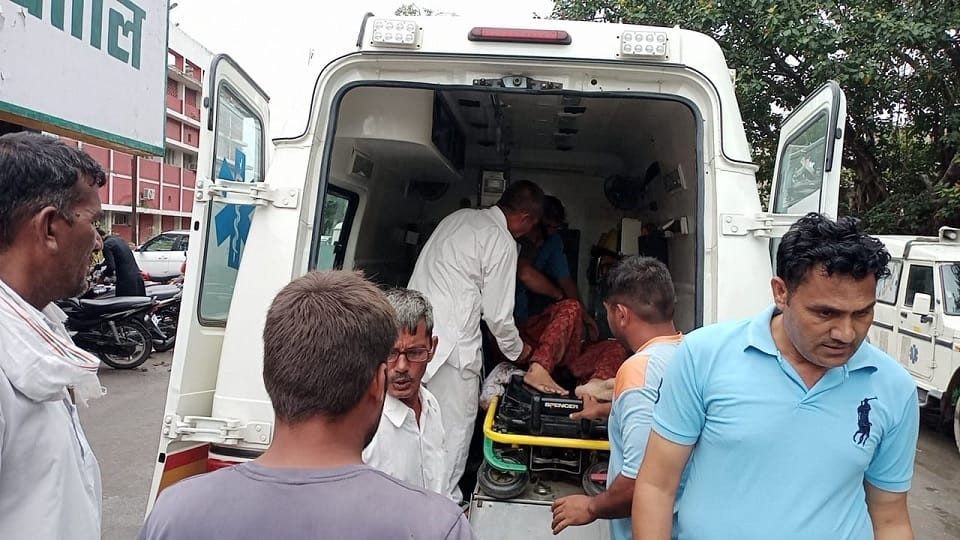 Roadways bus overturned in potholes on National Highway Hisar Chandigarh Road in Jind