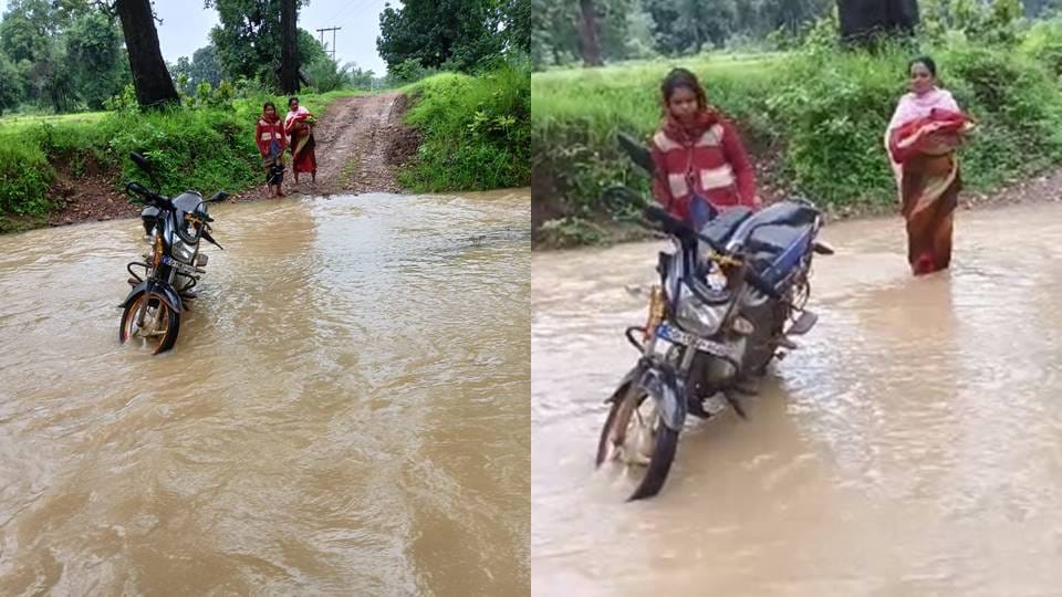 Kanker News Nedgaon Nala is in spate villagers are worried due to lack of bridge