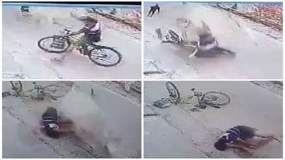 सांड ने साइकिल सवार युवक को बुरी तरह खदेड़ा