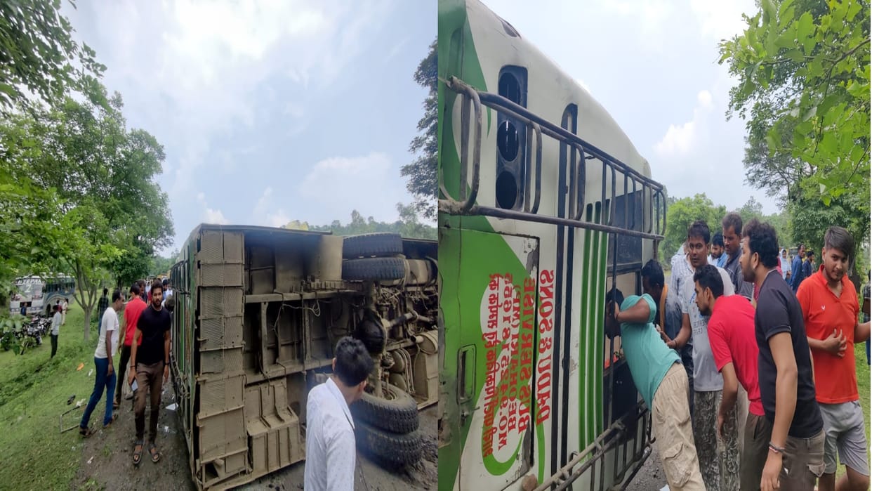 Shahdol The speeding bus overturned uncontrolled more than 12 people were injured