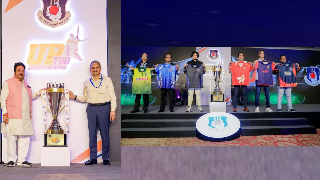 Trophy inaugration of UP t20 league in Lucknow.