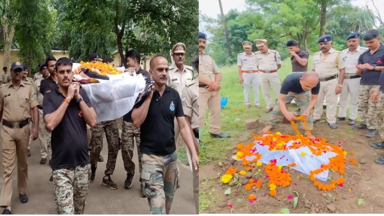 Damoh Police dog Moti was given a final farewell with salute tears came in the eyes of the trainer