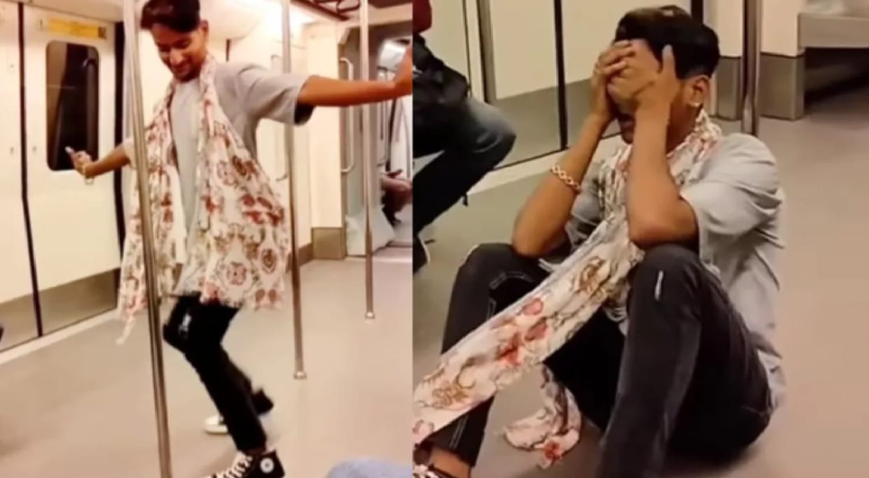 Youth dance on bollywood song in Delhi Metro video viral