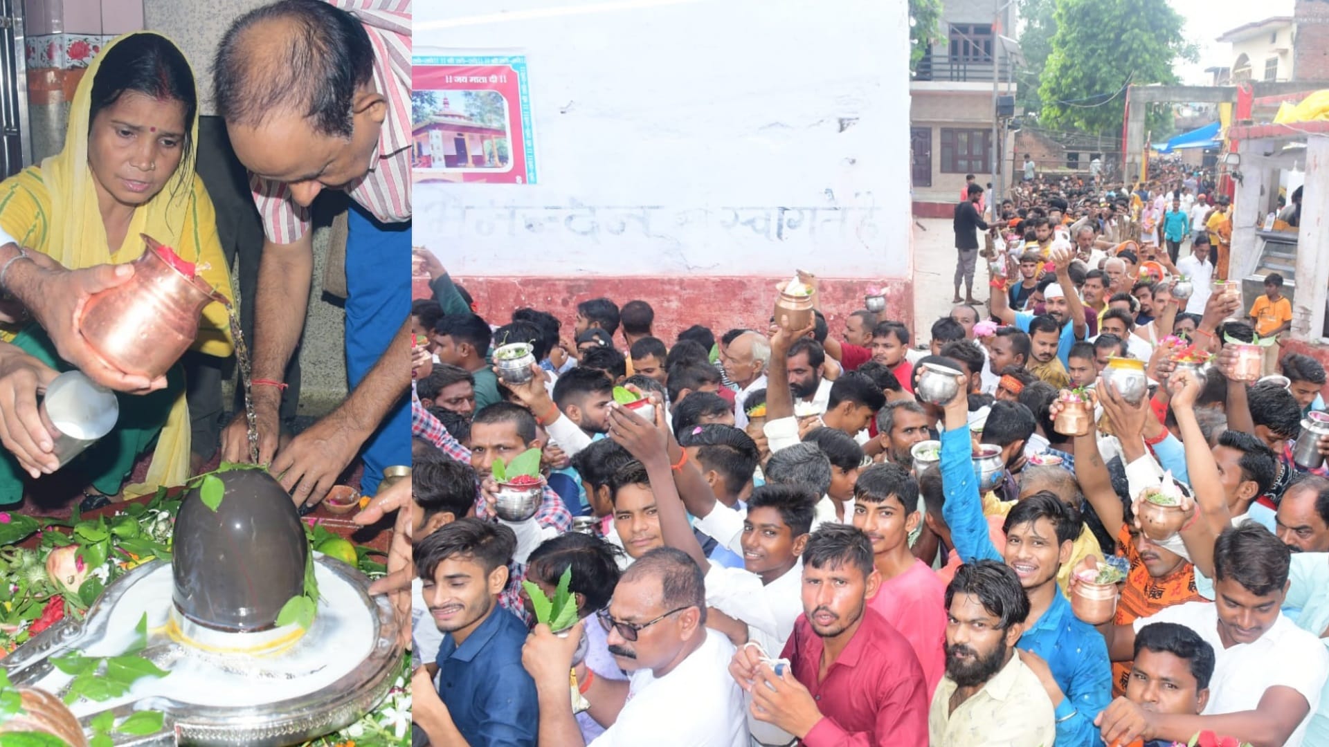 People offer prayer on Monday of Sawan in temples in Uttar Pradesh.