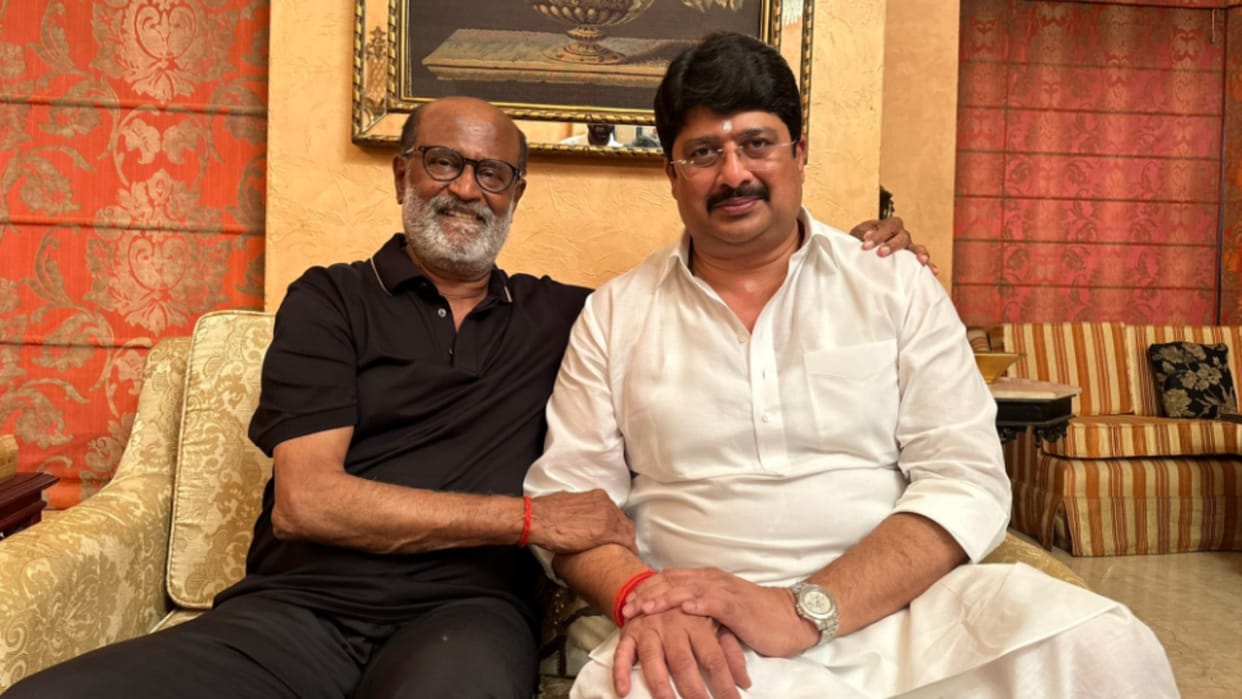 Actor Rajnikanth meets to Raja Bhaiya in Lucknow.