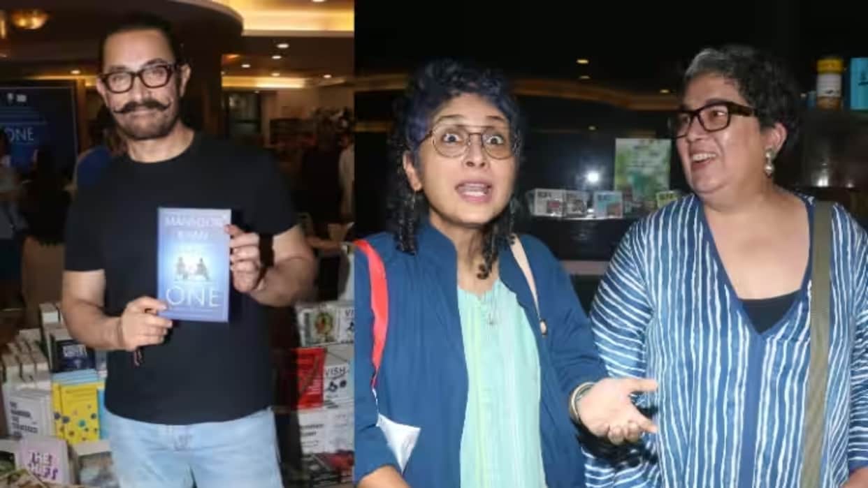 Aamir khan ex 2 wives reena dutta kiran rao spotted together in mansoor khan book launch event