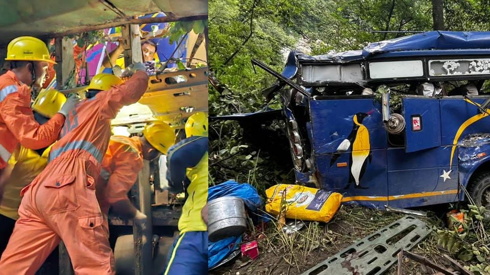 Gangotri accident News body of crashed truck saved lives of many passengers otherwise Bus will fell in river