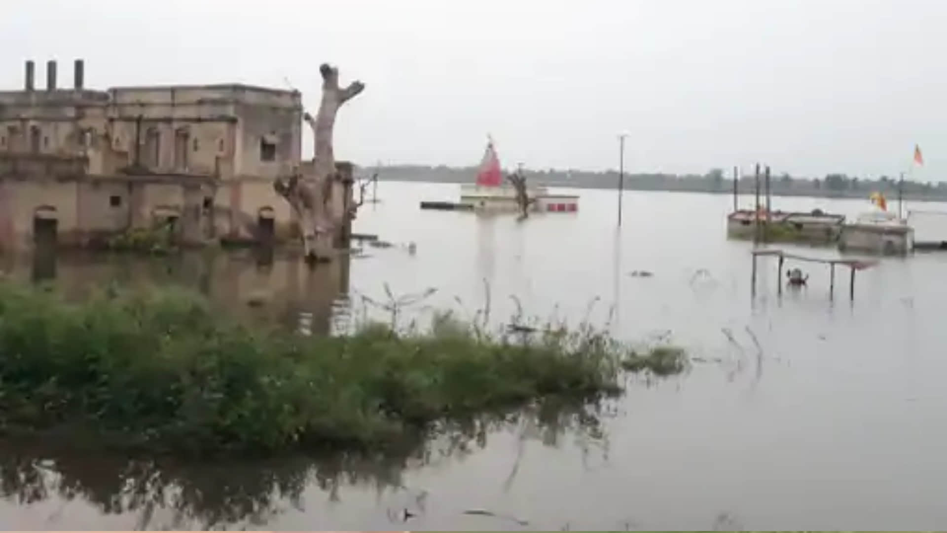 बड़वानी में नर्मदा खतरे के निशान से ऊपर बह रही है।