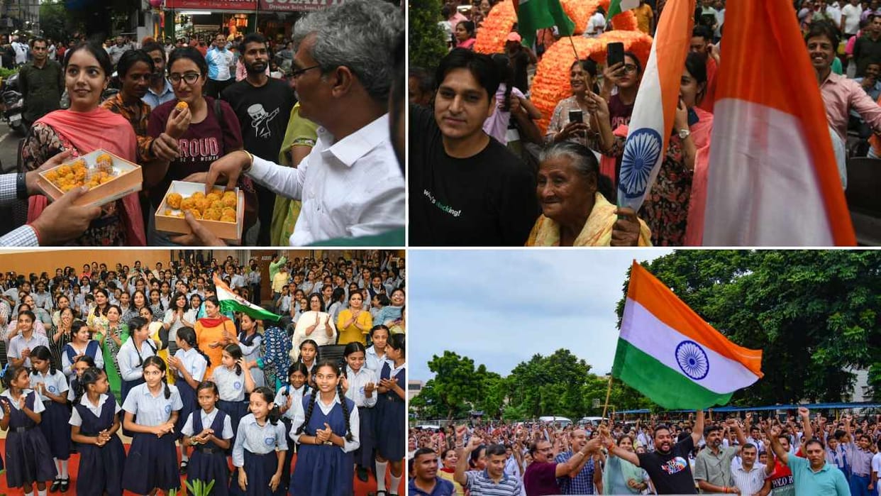 People celebrated successful landing of Chandrayaan-3 in Chandigarh and Punjab