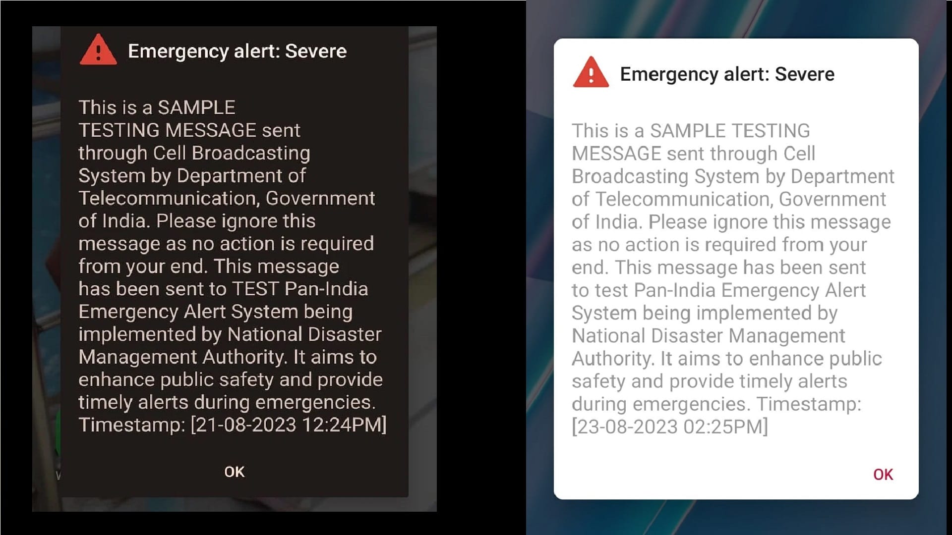 emergency alert message