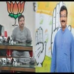 प्रेस कॉन्फ्रेंस लेते ओपी चौधरी, प्रदेश कांग्रेस प्रवक्ता धनंजय सिंह ठाकुर