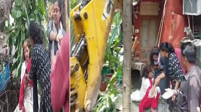 Ujjain Female professors uproar over getting the house vacated attempts to stop JCB