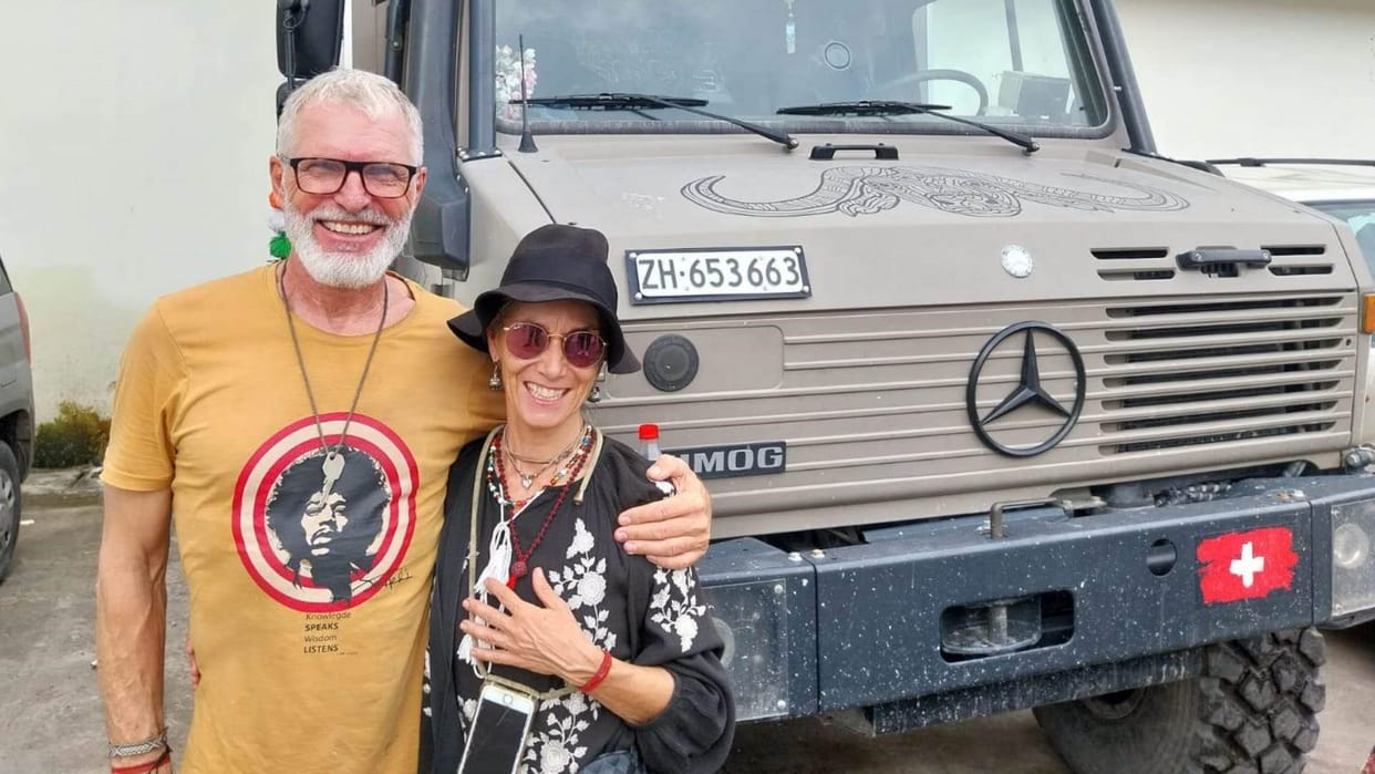 Ghumakkad Couple Wandering couple reached Yoganagari Rishikesh in a camper van from Switzerland