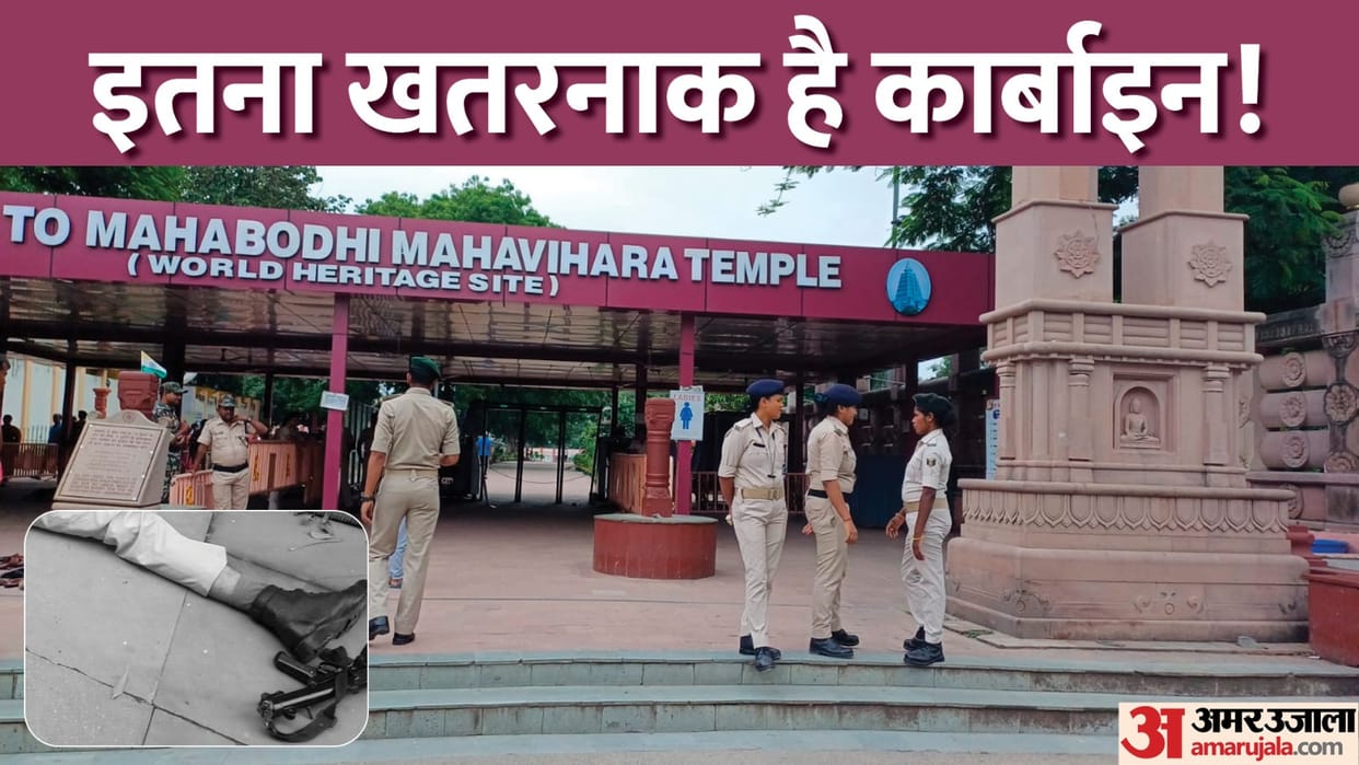 Gun fire in gaya bihar : carbine fire accidental in mahabodhi mandir bodhgaya shot policeman, bihar news hindi