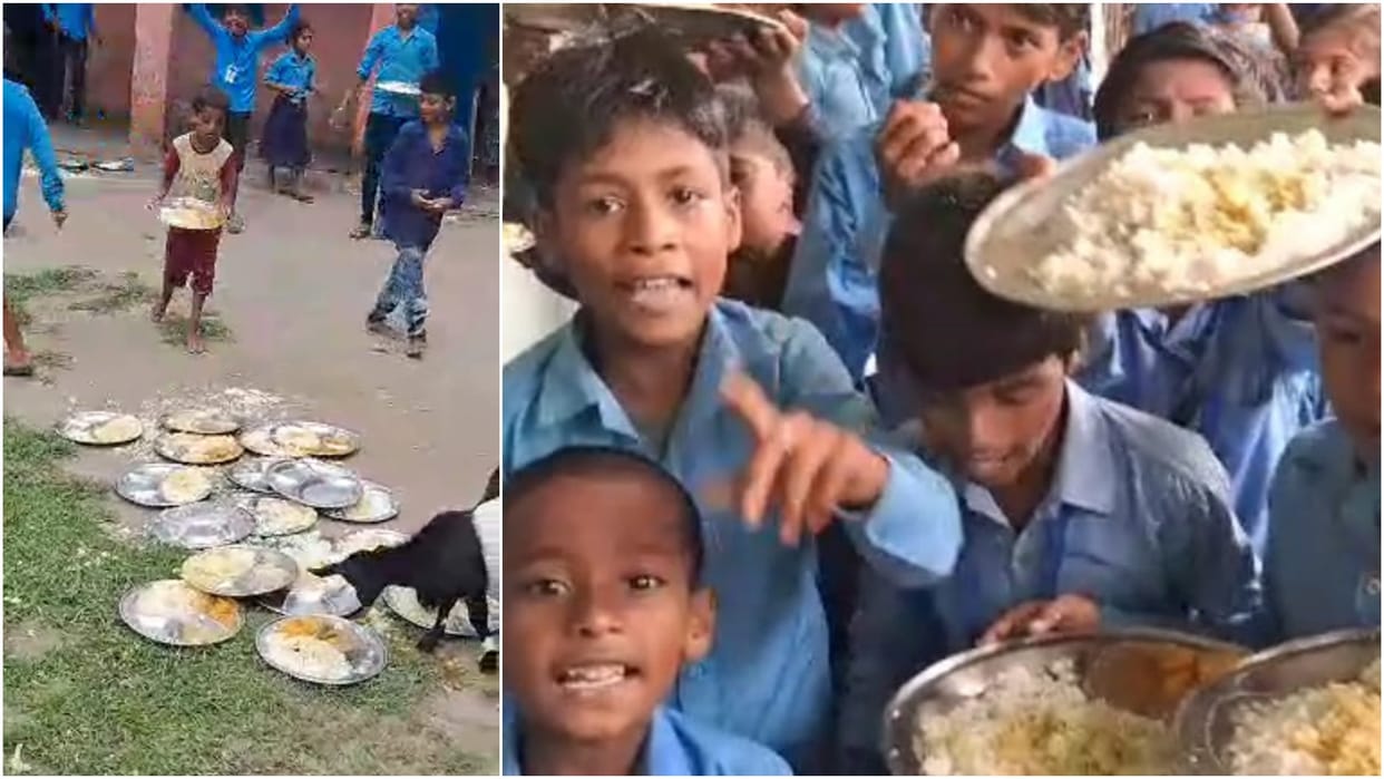 Students threw food plate due to presence of rat excreta in mid-day meal in Bettiah; video went viral