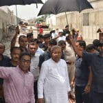 पटना में लोहिया पथ चक्र का निरीक्षण करते पहुंचे सीएम नीतीश कुमार।