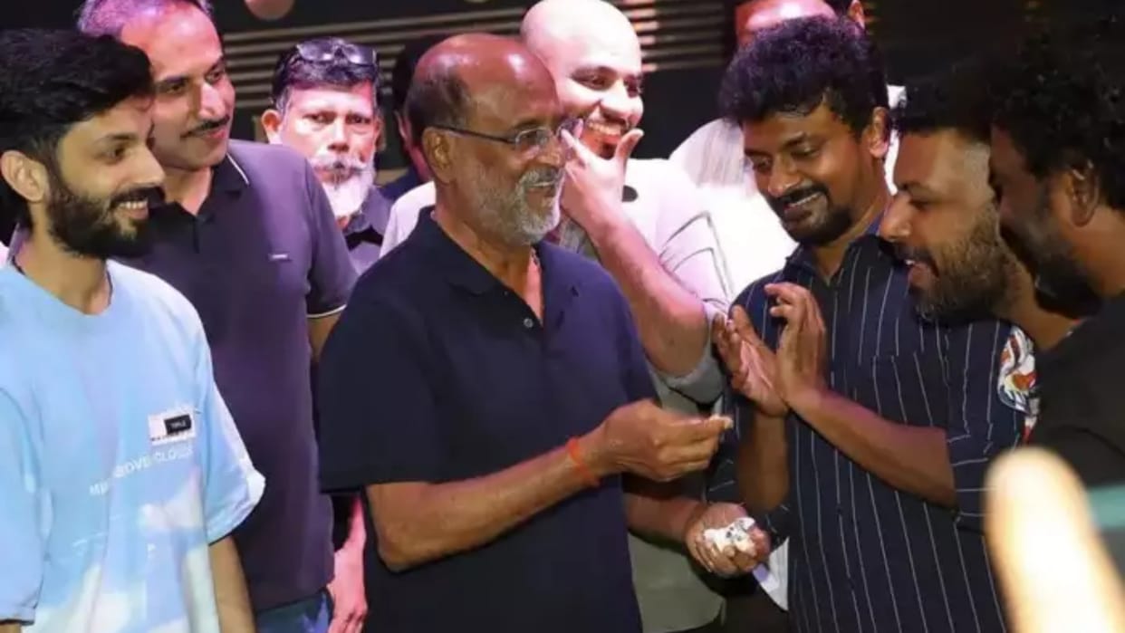 Rajinikanth celebrates jailer success by cutting cake movie crosses 300 crore mark at indian box office