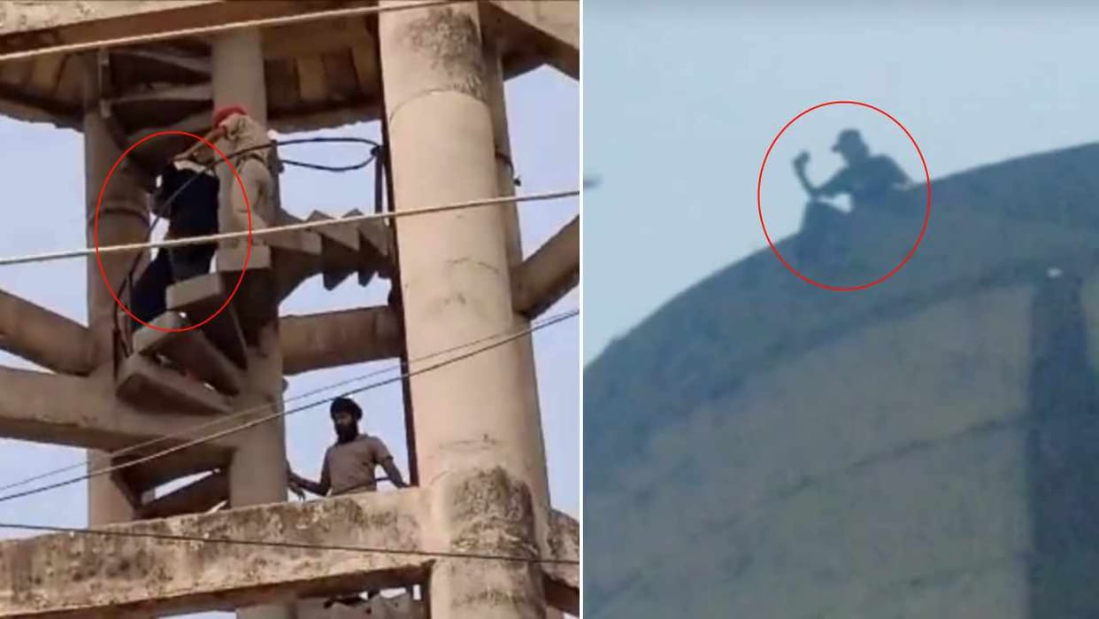 A young man climbed on a water tank in Kapurthala of Punjab