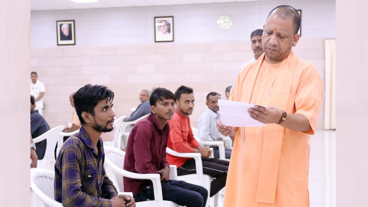 Chief Minister Yogi Adityanath in Janta Darshan in Lucknow.