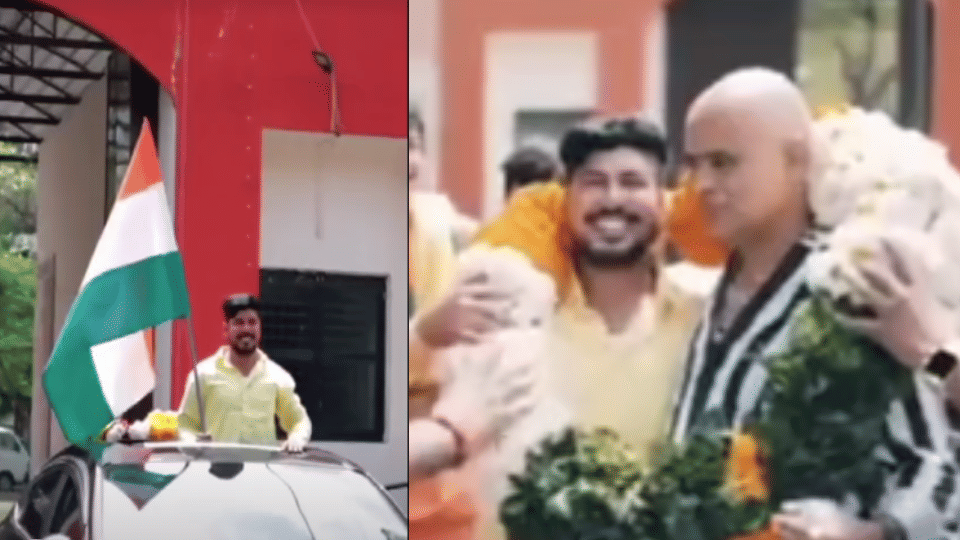 Jashn after serving sentence in murder case got out of jail on car
