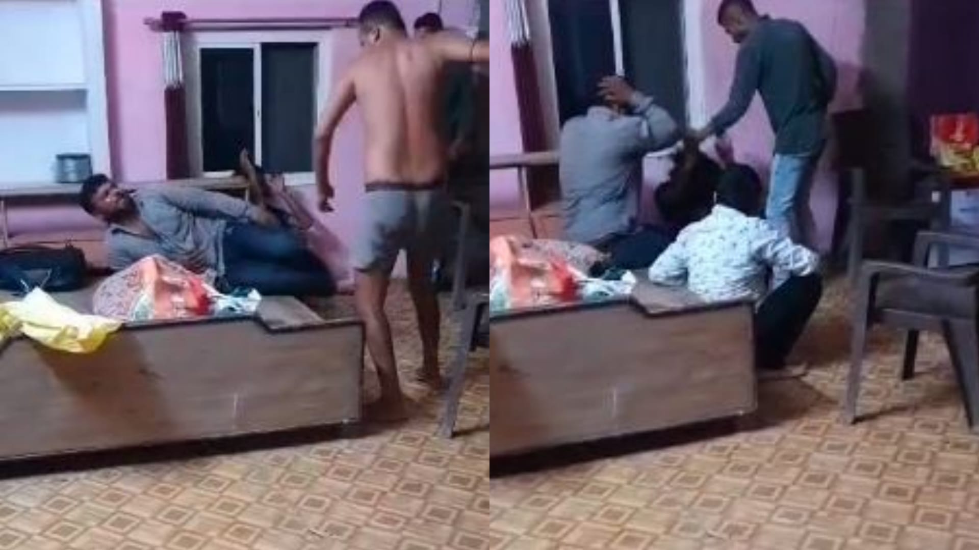 मारपीट करते हुए
