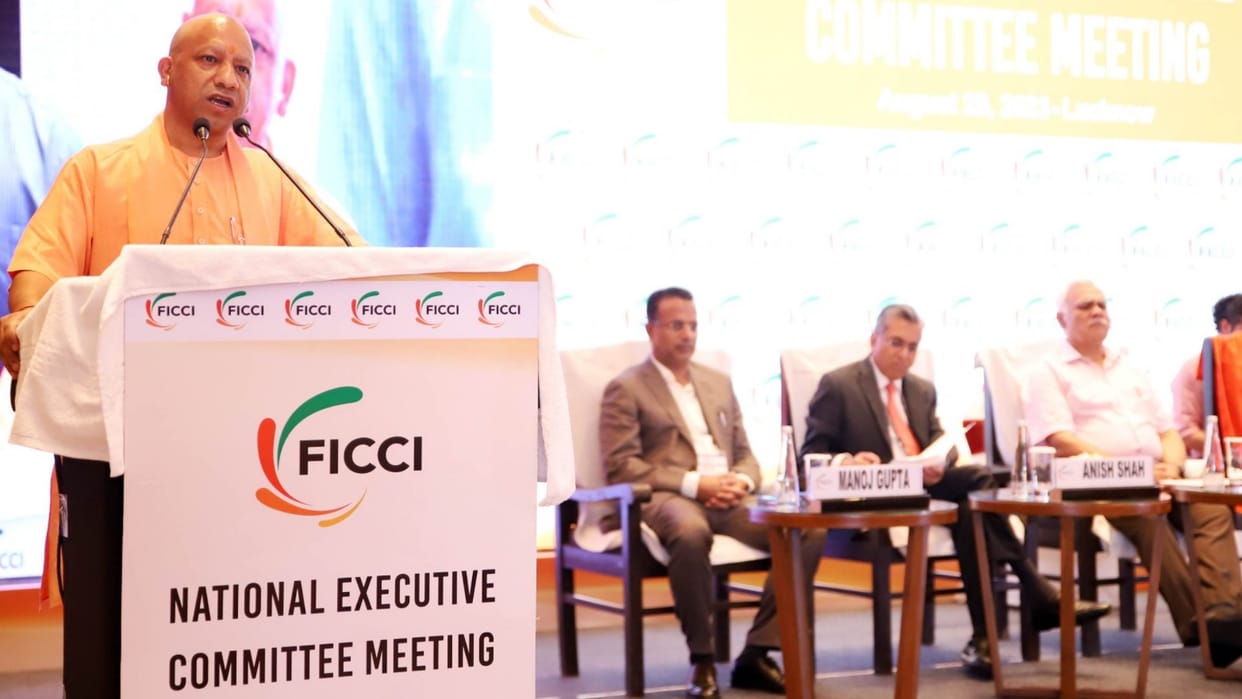 CM Yogi Adityanath addresses the Ficci meet in Lucknow.