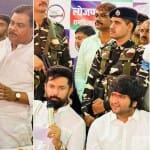 लोजपा रामविलास ज्वाइन करने के दौरान चिराग पासवान को मुकुट पहनाते शक्ति पांडे