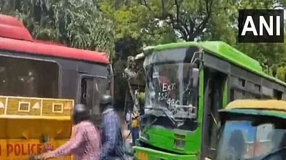 Two DTC buses collided with each other on Delhi s Parliament Street