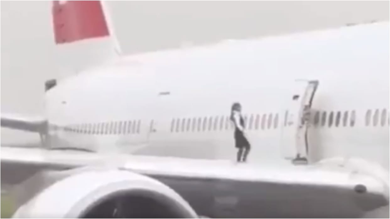 Cabin crew dance a top Boeing 777 aircraft wing video goes viral