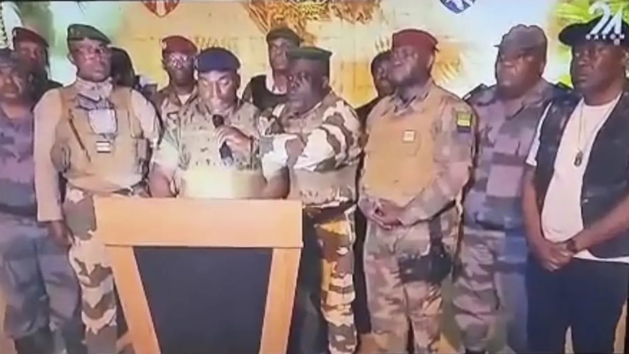 Gabon: Military officers announce they've seized power after President Ondimba wins election