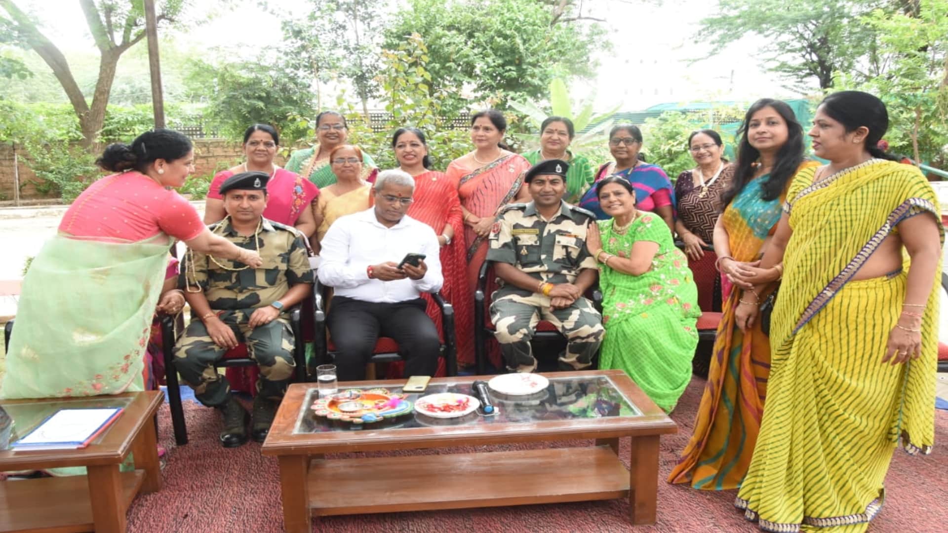 Jodhpur Border Security Force celebrates Rakshabandhan Jodhpurs sisters tie rakhi on the wrists of soldiers
