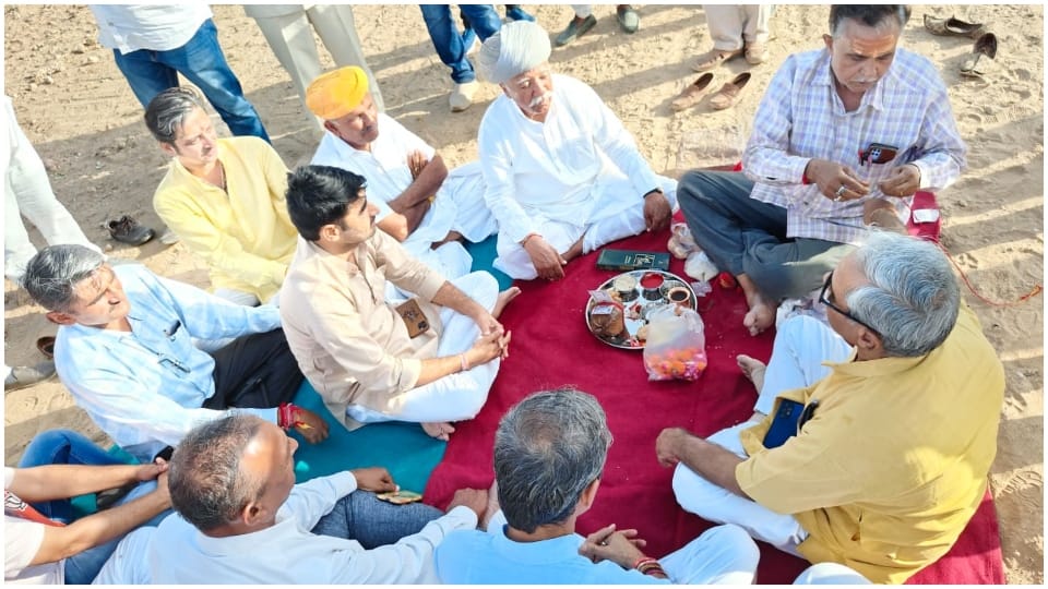 Bhoomipujan of BJP Parivartan Yatra in Ramdevra Rajnath Singh